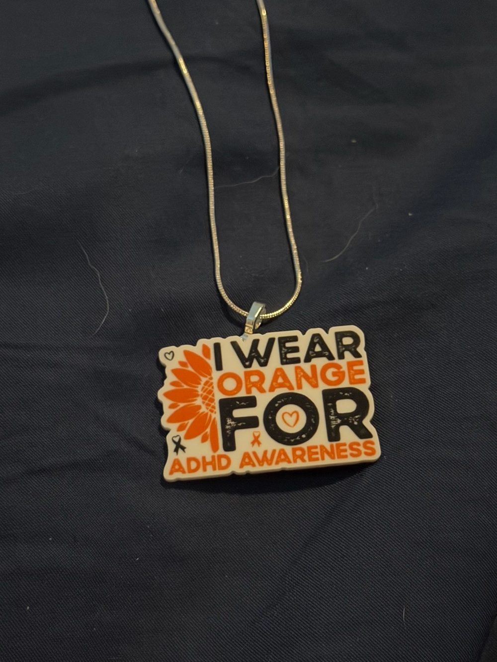 ADHD Awareness Orange Pendant Necklace